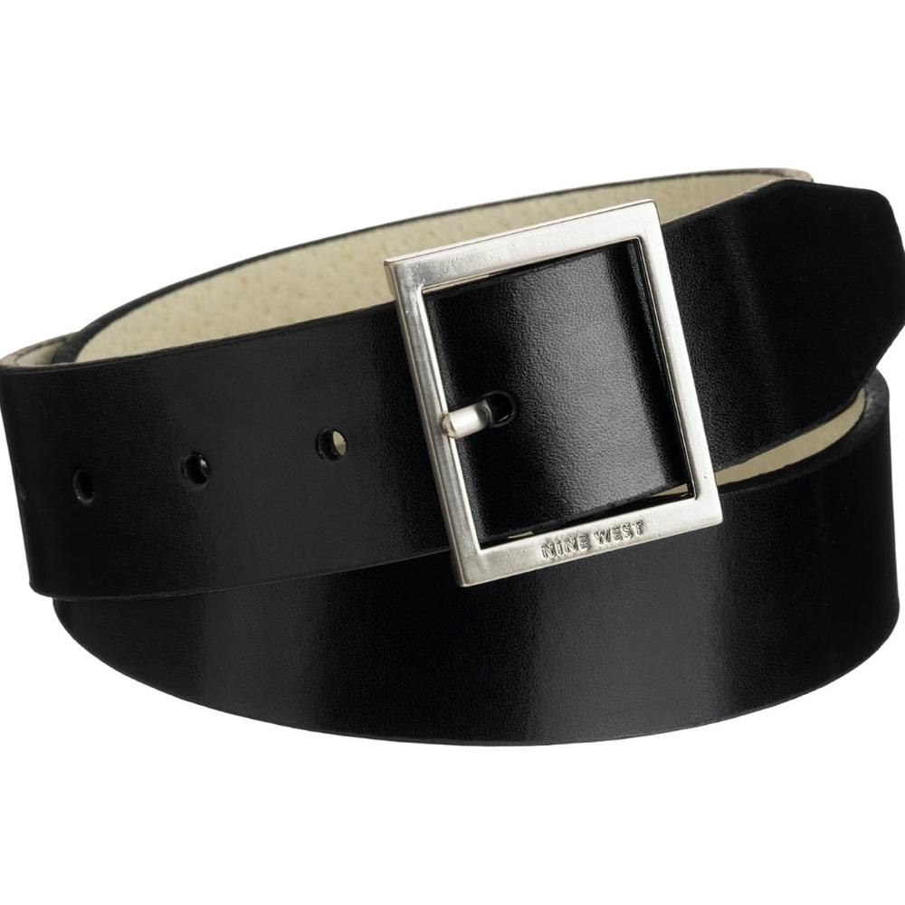 Nine West Black Faux-Leather Contour Belt, size L